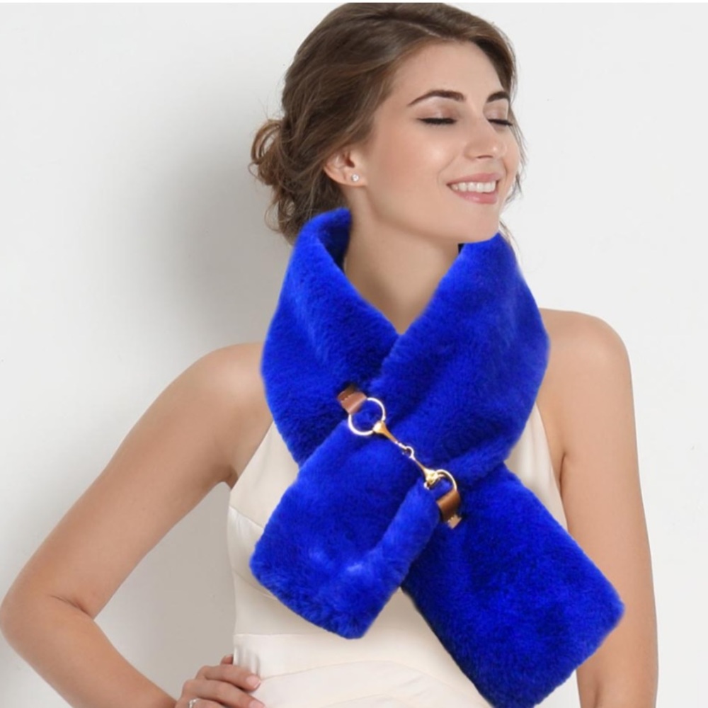 Faux Fur Leather Pull Thru Scarf